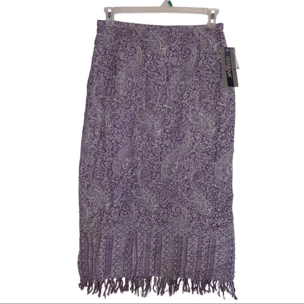 NWT Nouveaux Fringe Long Beaded Woven Acrylic Women Skirt 8 Purple